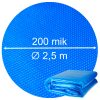 Kruhová solárna plachta - fólia na bazén 200mik - priemer 2,5 m, modrá priehľadná